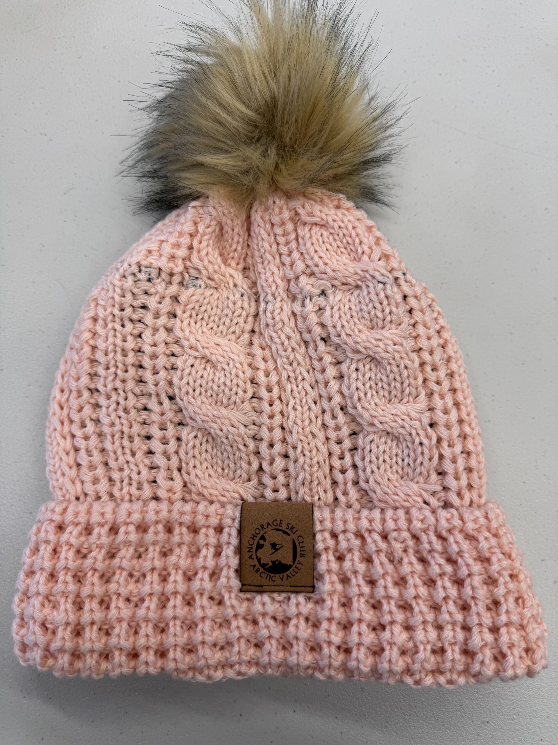 Arctic Valley Cableknit Beanie w/Pom- Blush – Arctic Valley  display picture 1