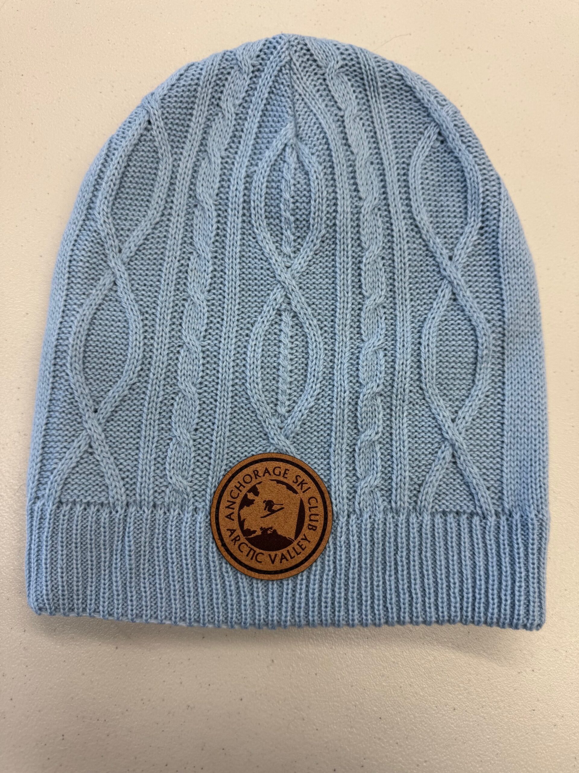 Arctic Valley Cableknit Beanie- Sky Blue – Arctic Valley Ski Area
